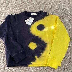 Anthropologie Navy & Yellow Yin Yang Tie-Dye Sweatshirt